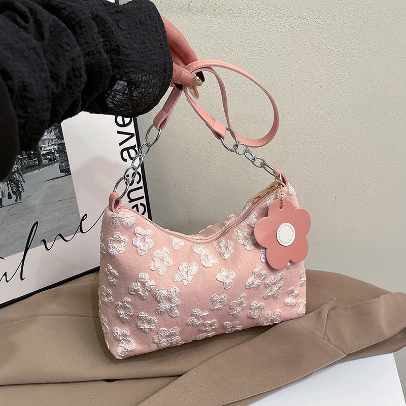 WoStylish Hobo Handbag with Floral Charm Kalsten