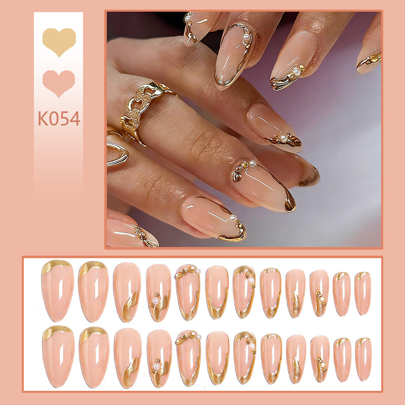 Elegant artificial nails with golden accents Kalsten
