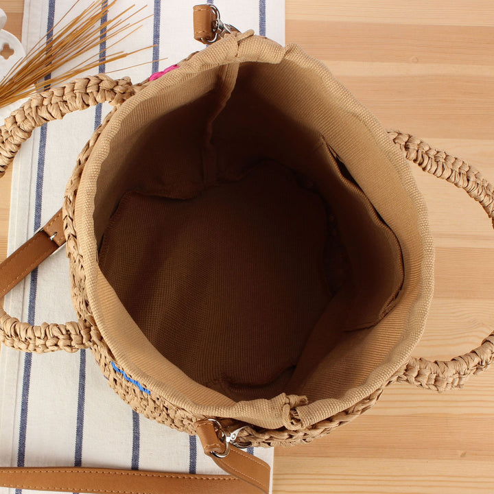 Handbag Made from Handcrafted Natural Material with Colorful Accent Kalsten
