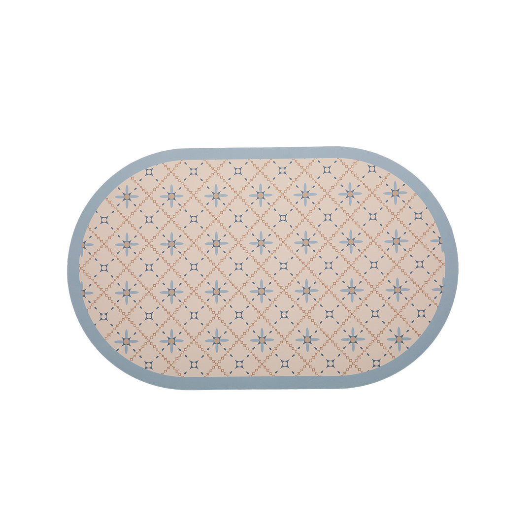 Oval wipeable placemat with embossed tulip pattern and non-slip underside Kalsten