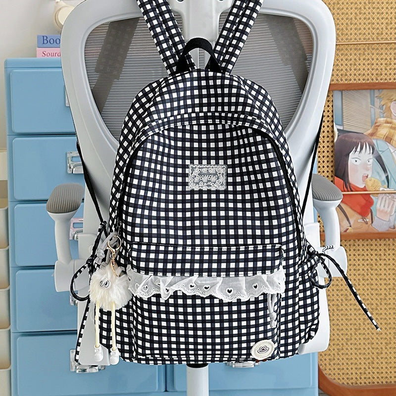 Cute Gingham Print Backpack Kalsten