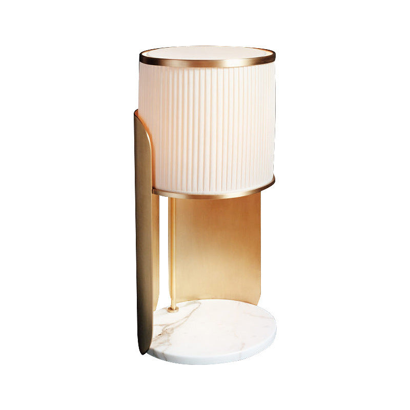Elegant Marble Base Table Lamp with Pleated Shade