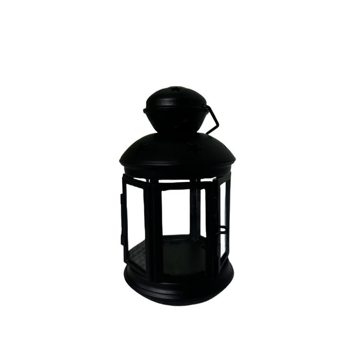 Decorative Star-Cut Glass Panel Metal Tea Light Lantern Kalsten