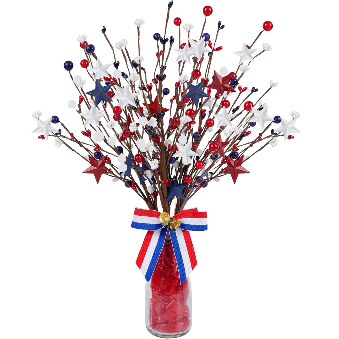 Unisex artificial decorative branch with star applications and berries for vase and wreath Kalsten