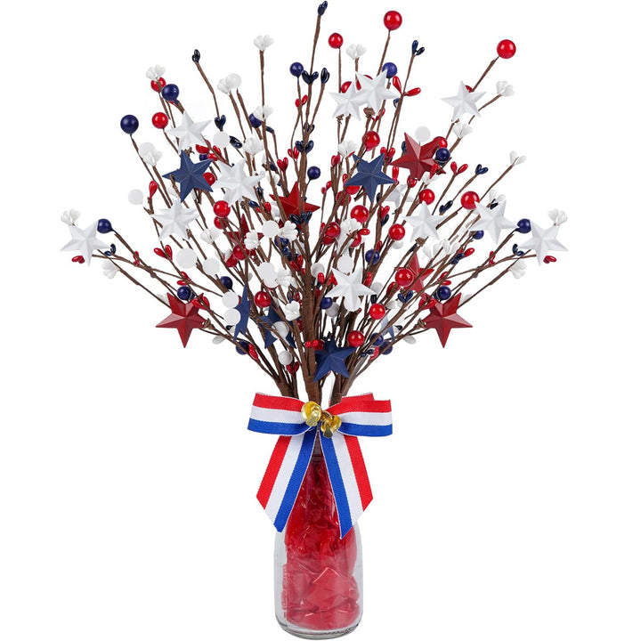 Unisex artificial decorative branch with star applications and berries for vase and wreath Kalsten
