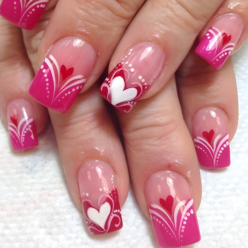 Heart-Embellished Press-On Nail Art Kalsten