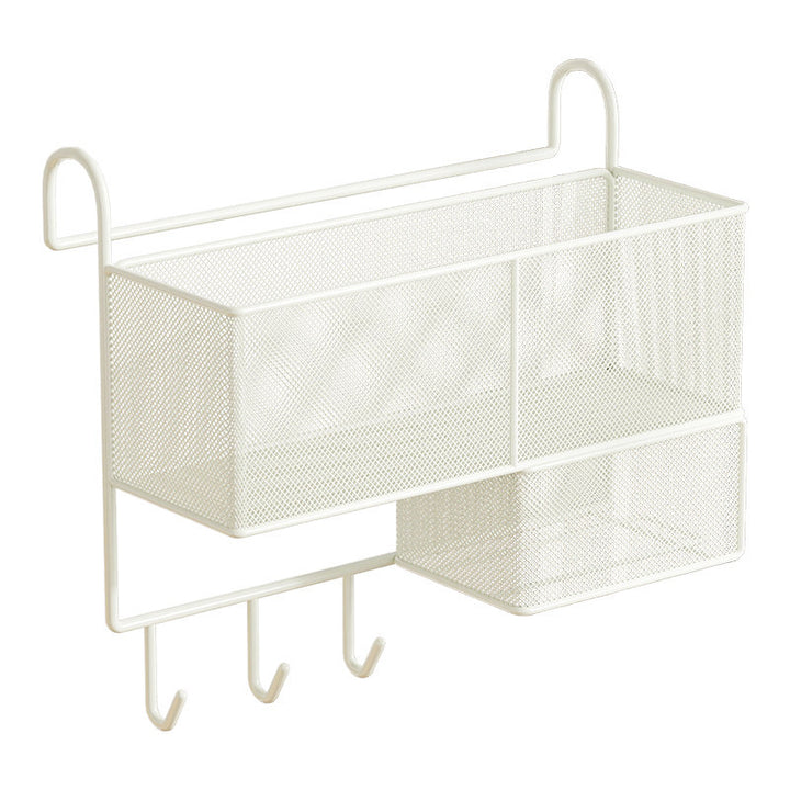 Loft Bed Under-Rail Metal Mesh Organizer with Tissue Box Drawer and Multi Hooks