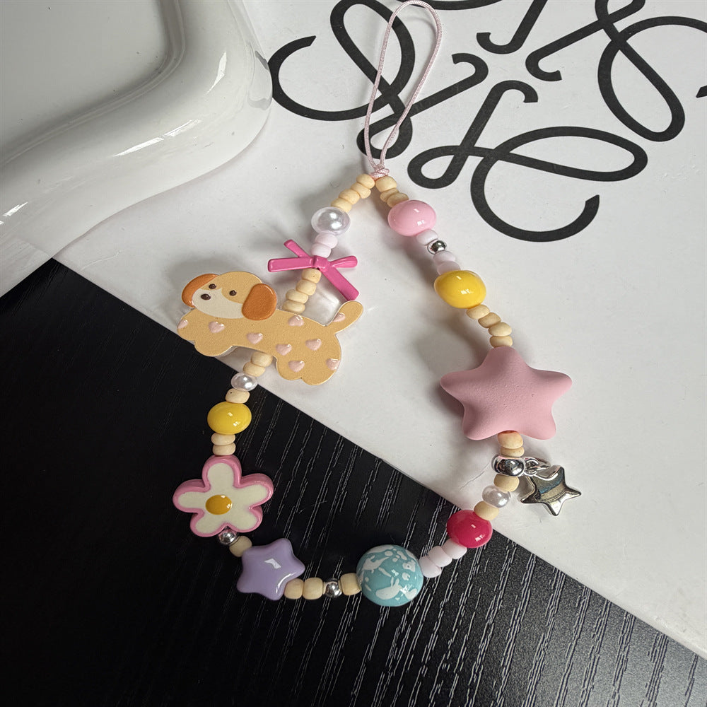 Beaded Dog Charm Keychain Kalsten