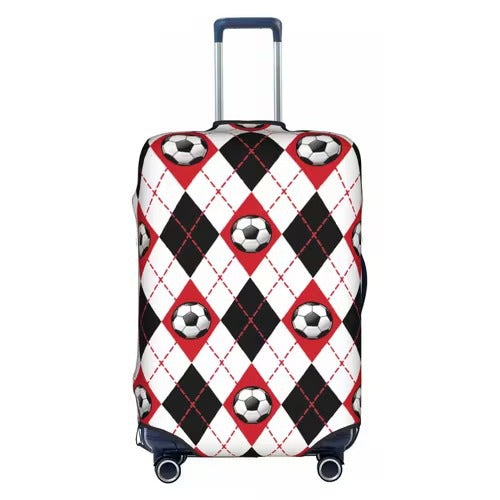 Unisex nan elastic luggage cover with football argyle pattern, tear-resistant stretch cover for trolley with handle and wheel openings Kalsten