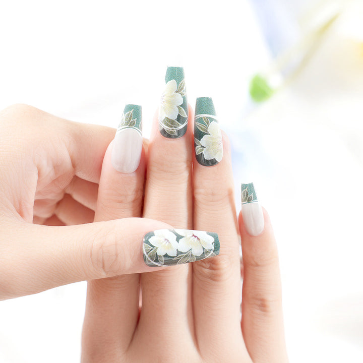Artistic Floral Press-On Nail Set Kalsten