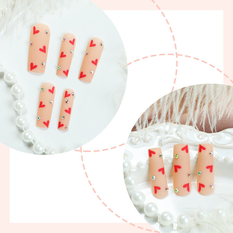 Decorative Heart Pattern Press-On Nails Kit kalsten