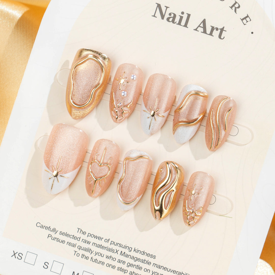 Artistic 3D Nail Tips with Glitter and Bead Decoration Kalsten