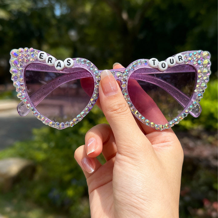 Decorative Rhinestone-Embellished Heart Sunglasses Kalsten