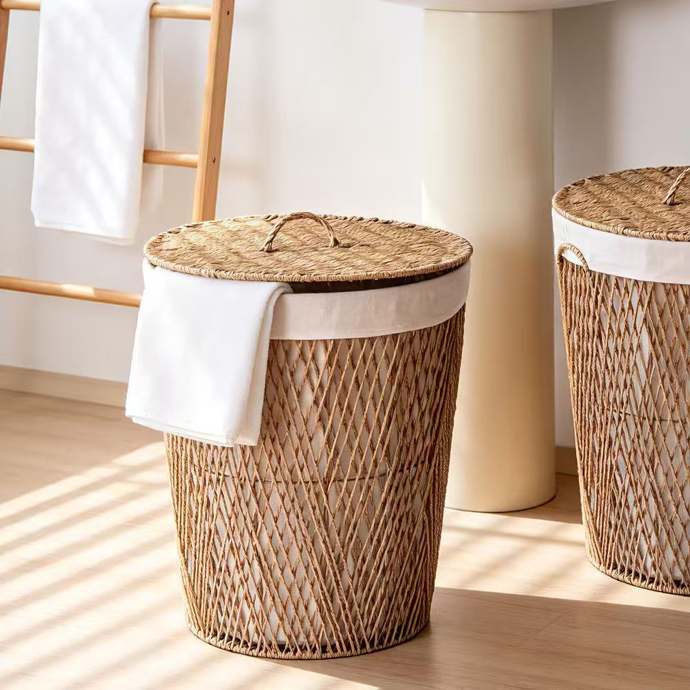 Natural fiber laundry basket with lid Kalsten