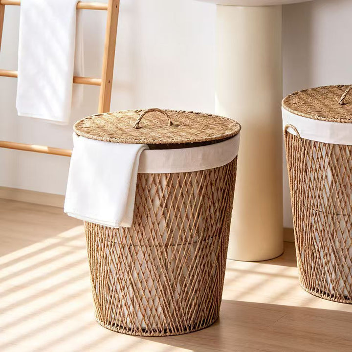 Natural fiber laundry basket with lid Kalsten