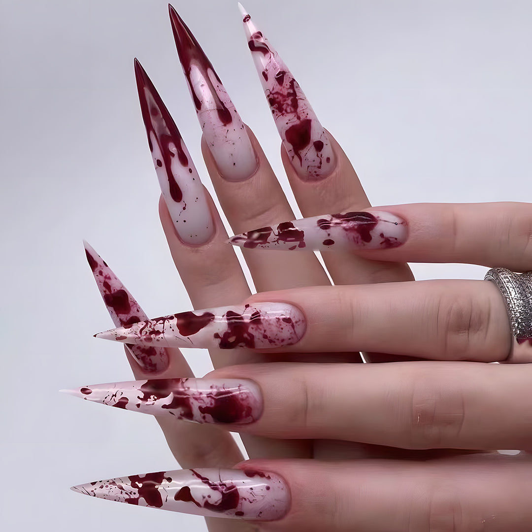 Gothic Blood-Drip Stiletto Nails Kalsten