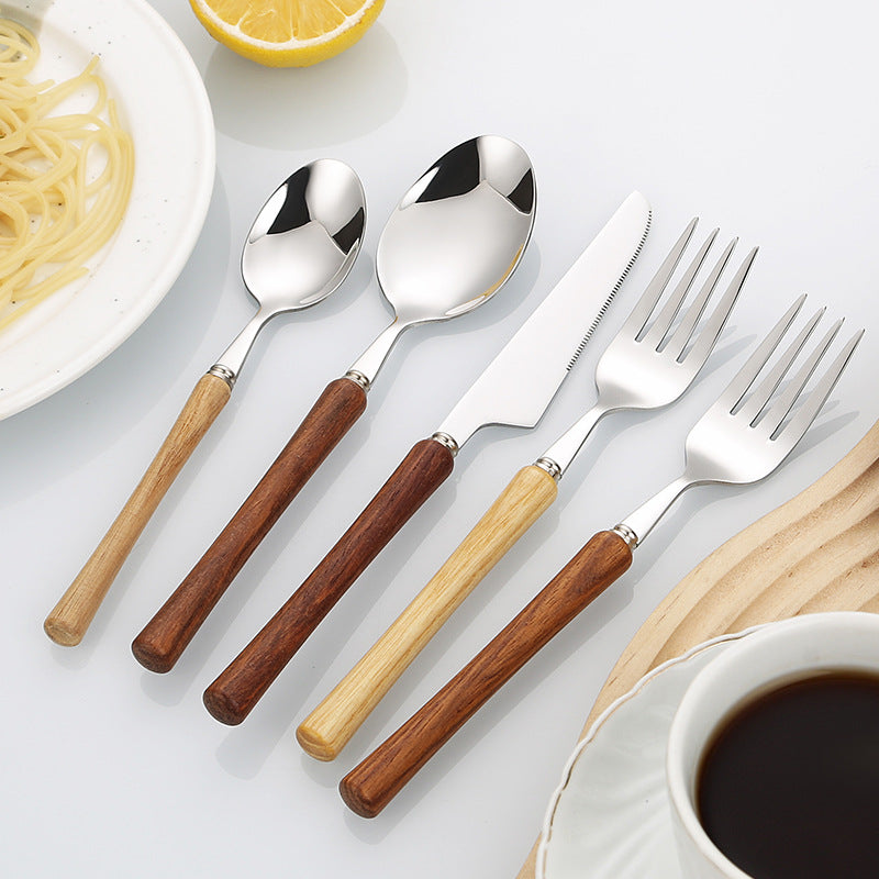 Elegant serving spoon with ergonomic wooden handle Kalsten