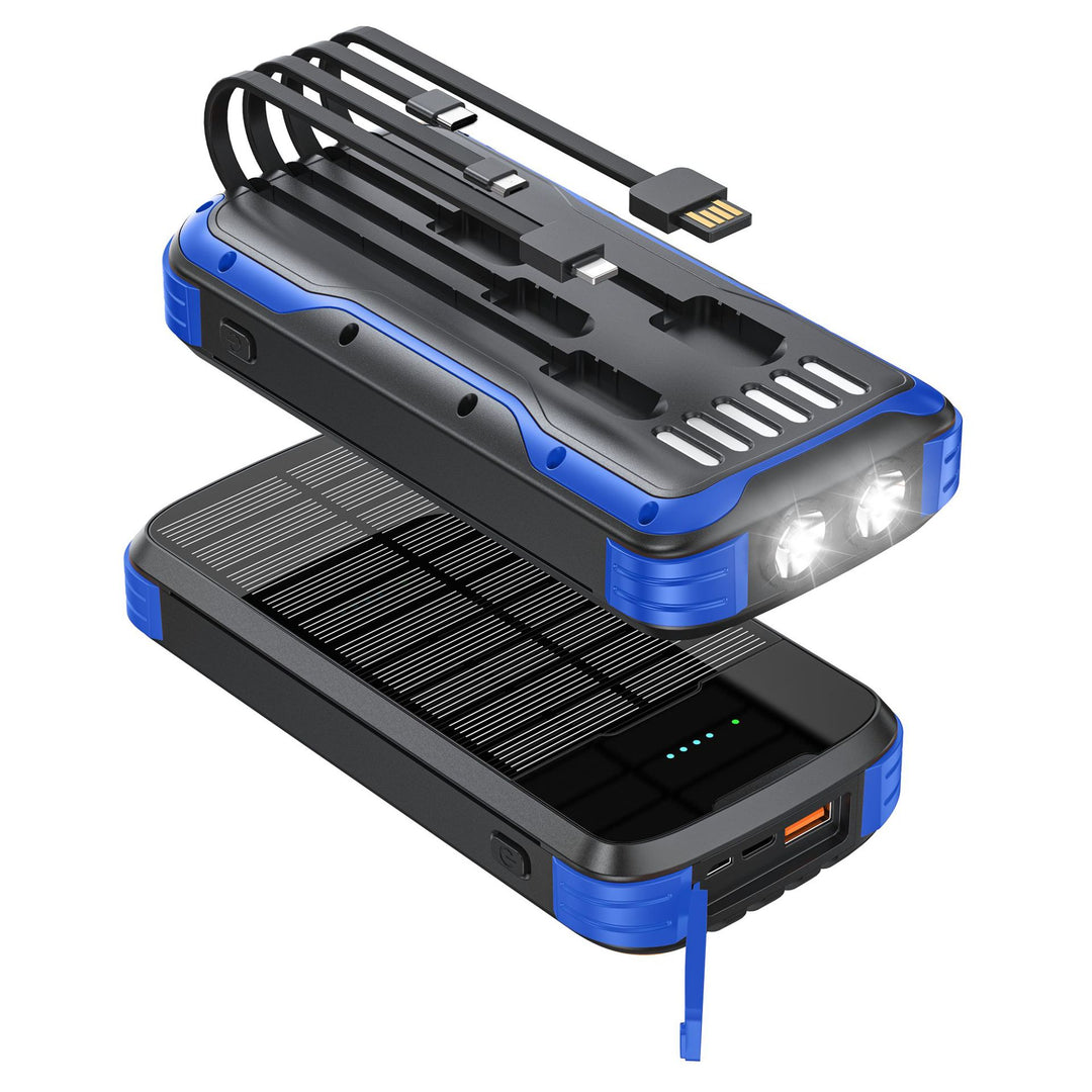Robust Solar Powerbank with Integrated Flashlight and Multifunctional Charging Connection Kalsten