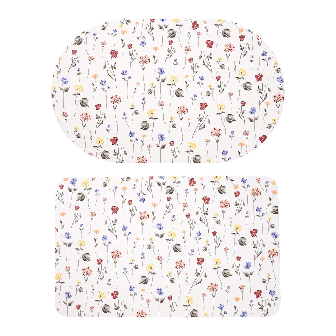 Kalsten Bath Mat Set made of soft microfiber with non-slip latex backing and delicate ornamental print