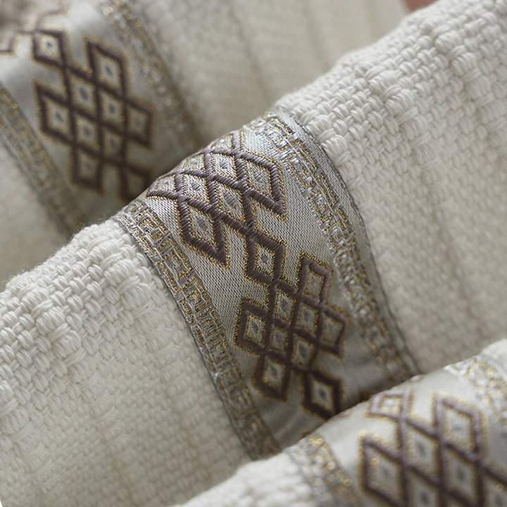 Woven table runner made of cotton blend with textured waffle weave and contrasting center strip Kalsten