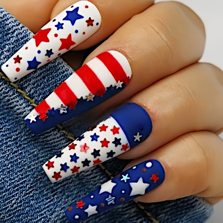 Artificial nails with patriotic star design Kalsten