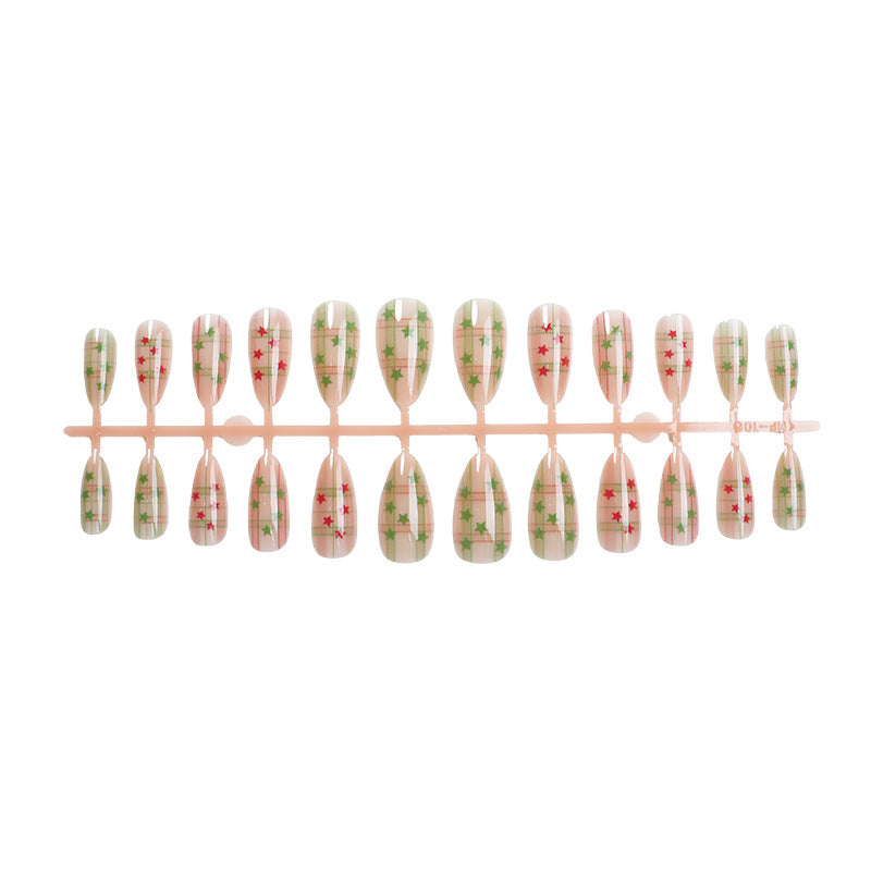 Festive Star Pattern Press-On Nail Art Kalsten