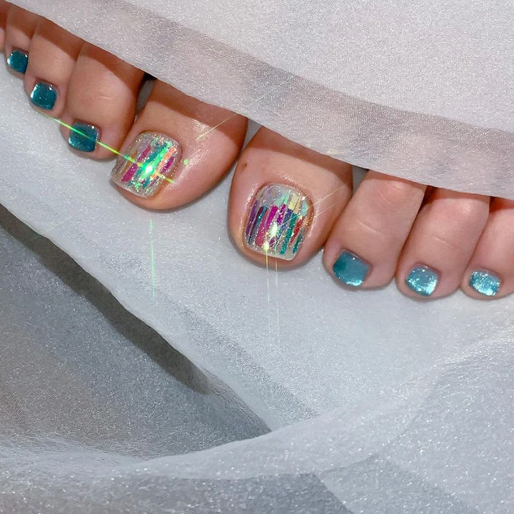 Glamorous Glittery Press-On Toenails