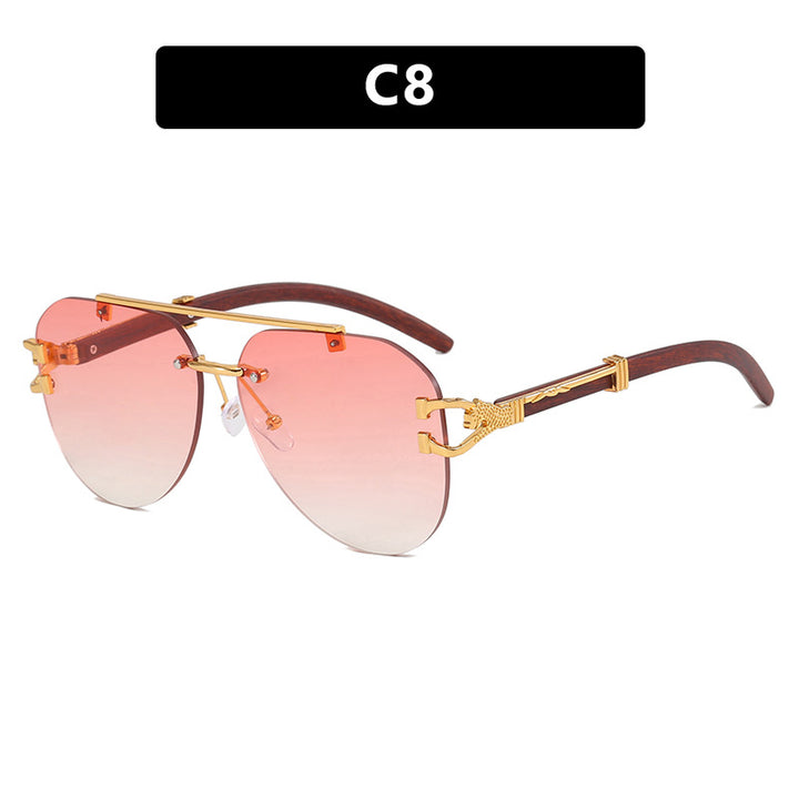 Ladies fashionable pilot sunglasses with luxurious metal accents and wood details Kalsten