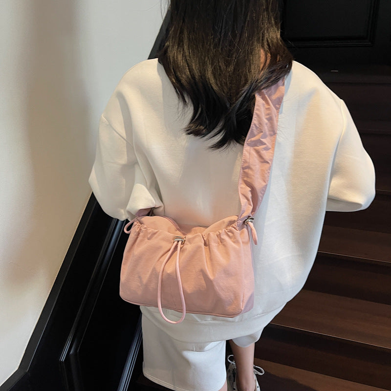 Ruffled Strap Handheld Tote Bag