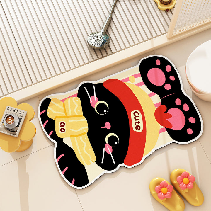 Cute Cat Themed Bath Rug