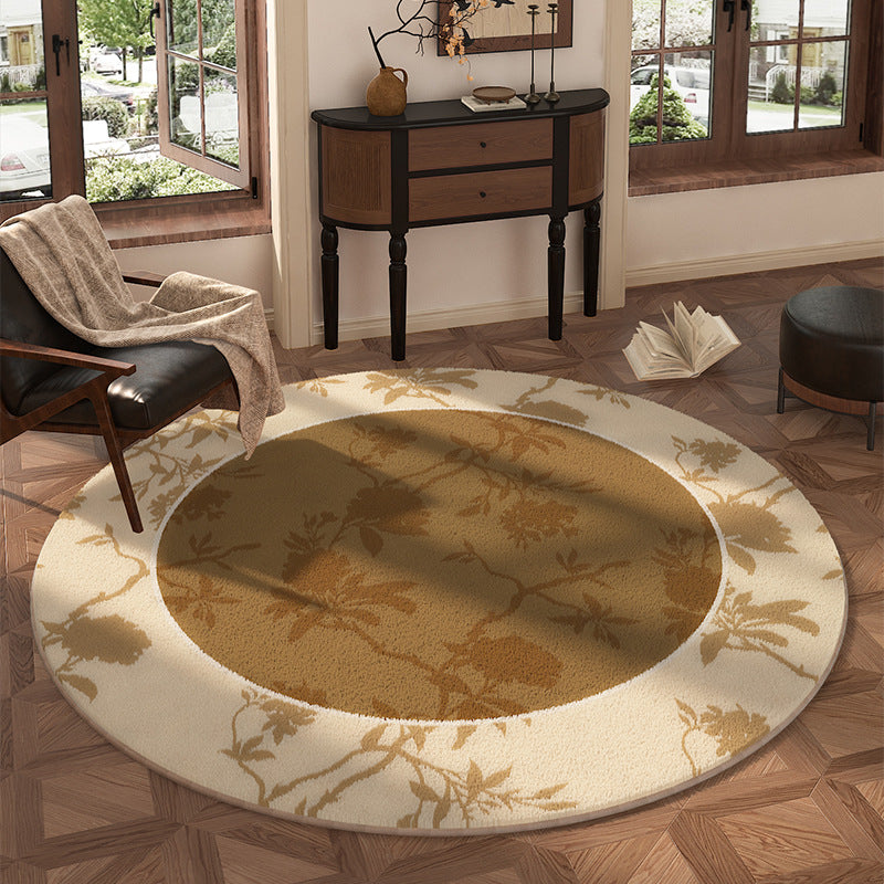 Round Floral Design Area Rug