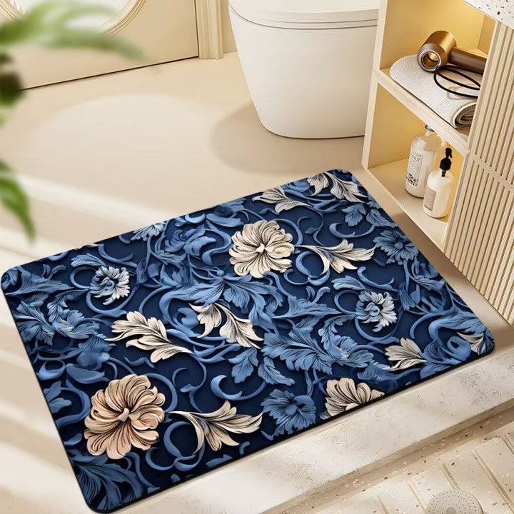 Floral-Themed Plush Bath Mat