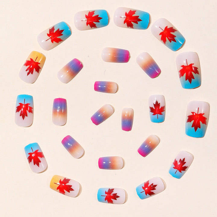 Artistic Maple Leaf Gradient Nail Art Kalsten