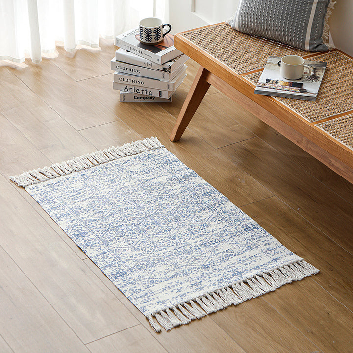 Woven vintage rug runner with fringes and oriental used look Kalsten
