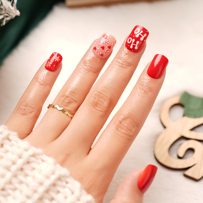 Artificial Nails with Festive Christmas Design Kalsten