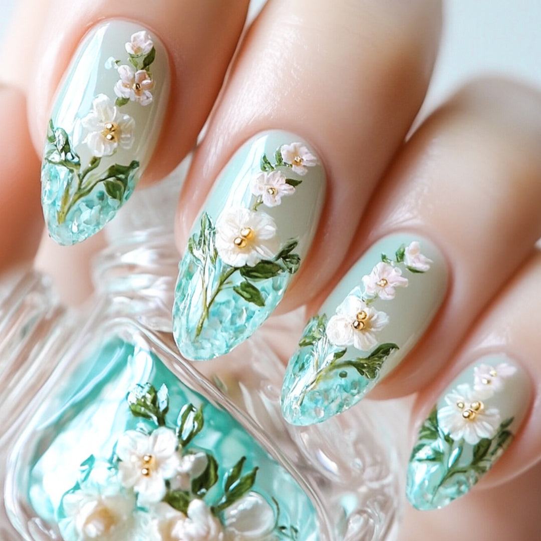 Floral Art Acrylic Nail Extensions Kalsten 1789713288