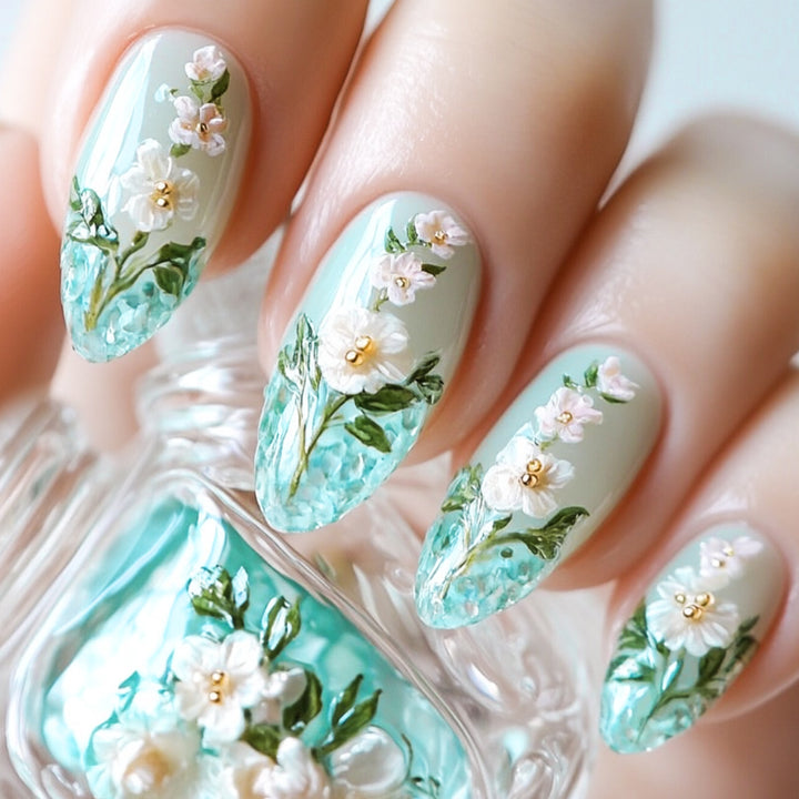 Floral Art Acrylic Nail Extensions Kalsten 1789713288