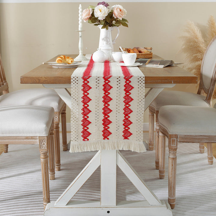 Woven Geometric Pattern Table Runner