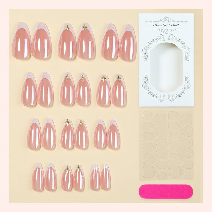 Elegant Press-On Nail Set with Decorative Gold Accents Kalsten