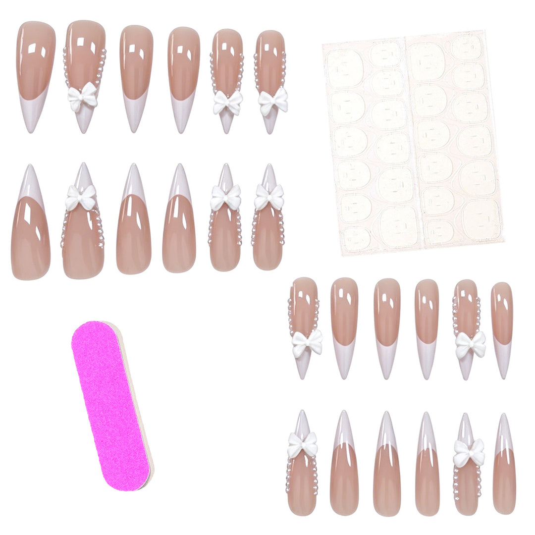 Elegant Bow-Embellished Nail Art Kalsten