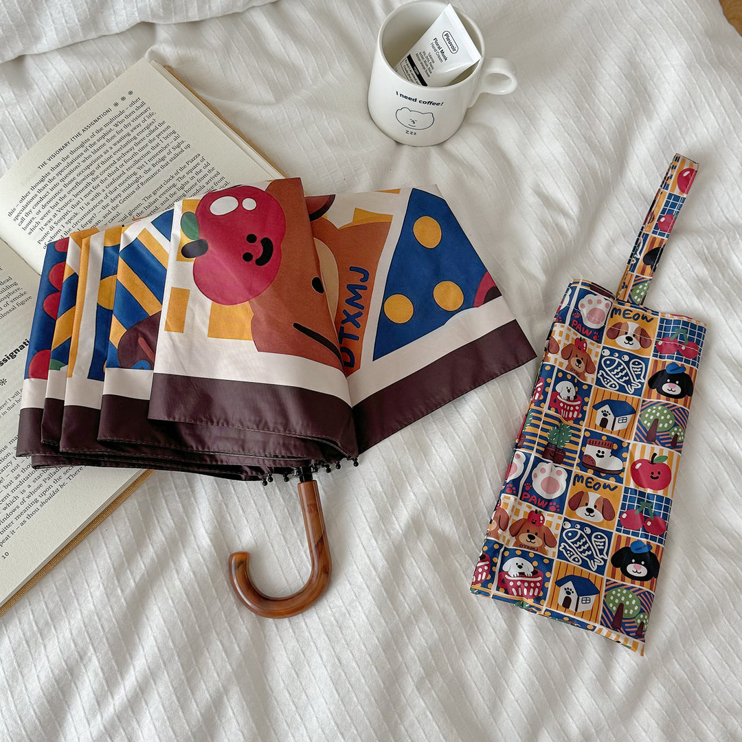 Ladies Foldable Umbrella with Playful Animal Designs Kalsten