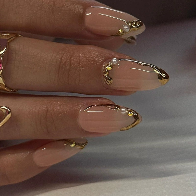 Decorative Gold-Accented Acrylic Nail Art Kalsten