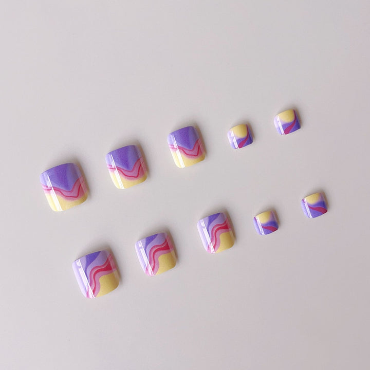 Acrylic nail set with colorful wave pattern Kalsten