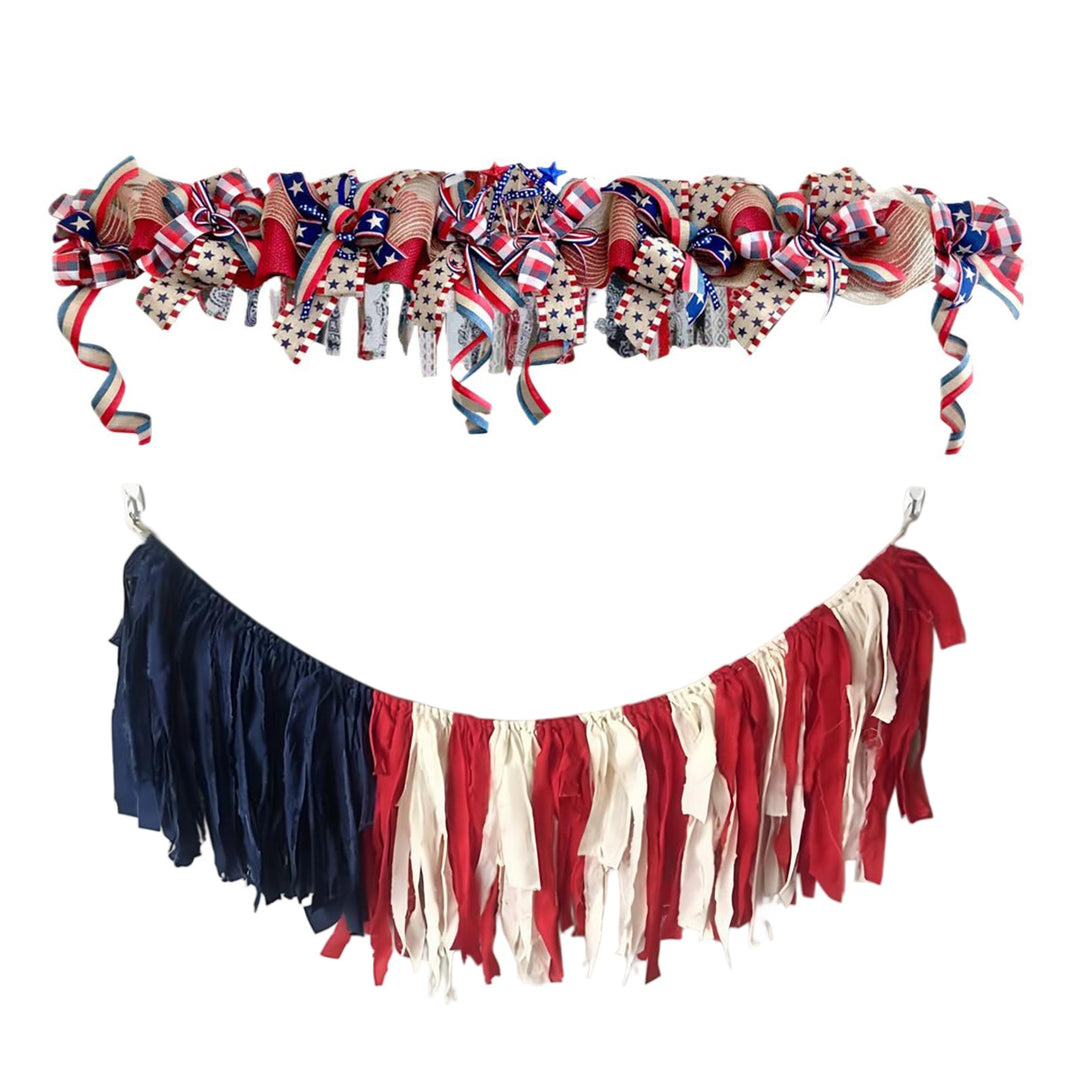 Unisex decorative garland made of jute and bows with star applications 90cm Kalsten
