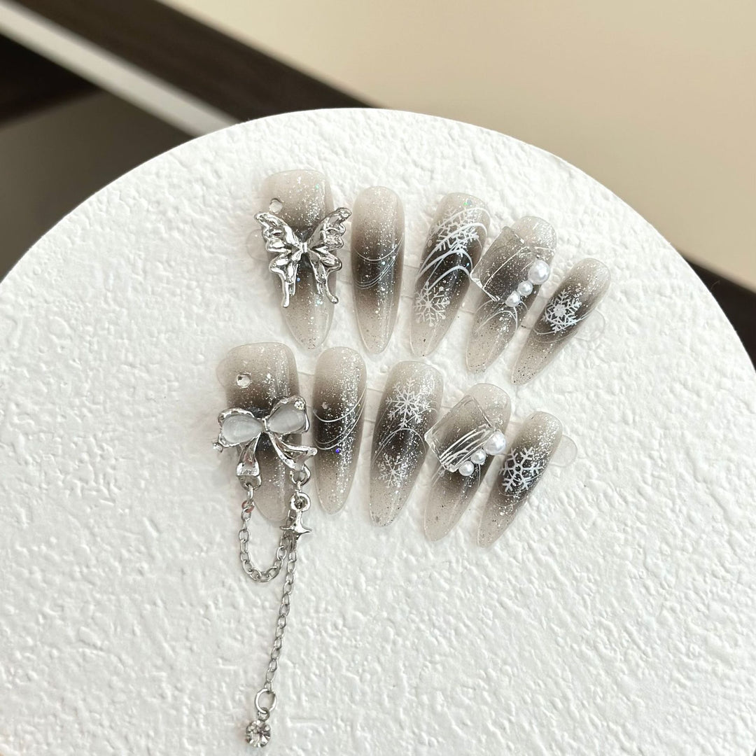 Artisan Gemstone-Embellished Press-On Nails