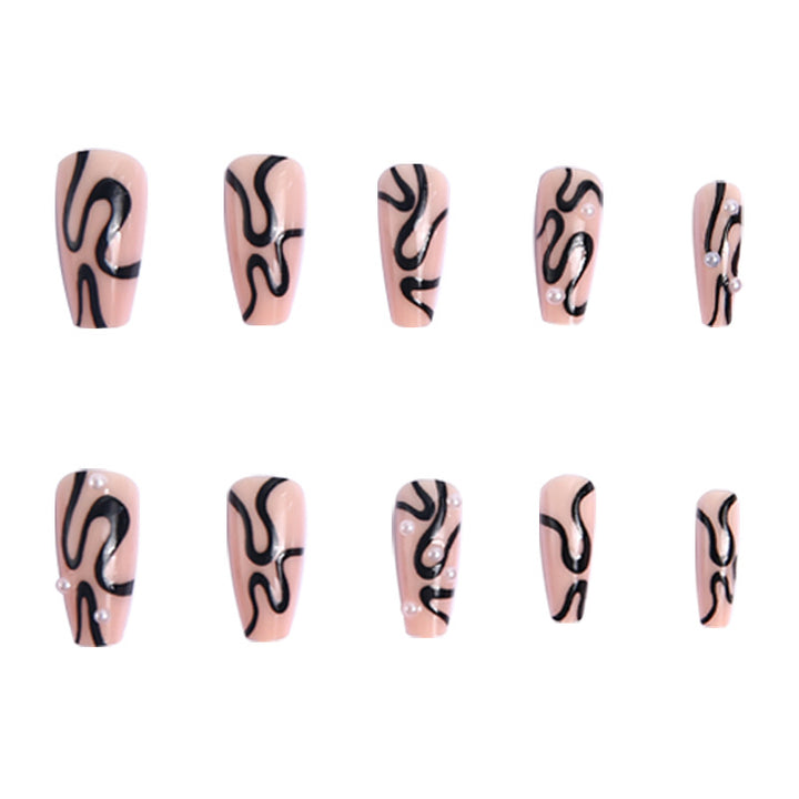 Artificial nails with creative lines design Kalsten