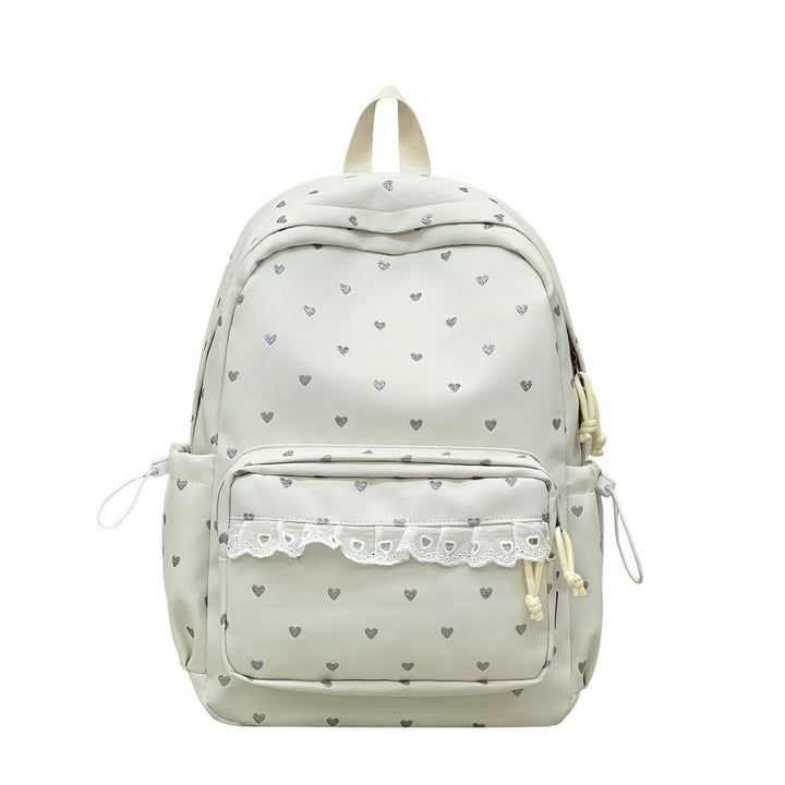 Backpack with Fine Heart Motif and Delicate Lace Appliqué Kalsten
