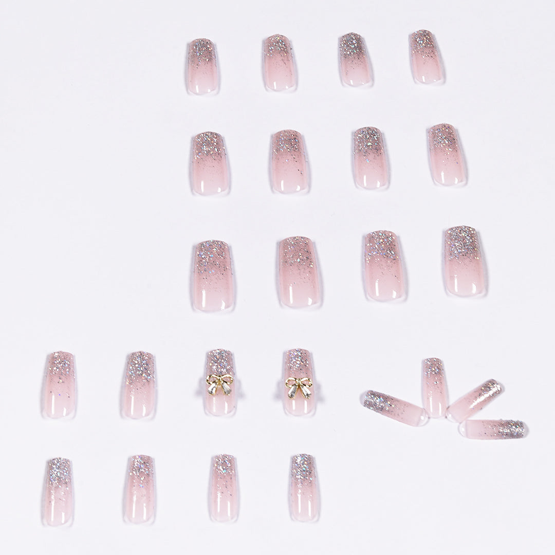 Artful Nail Extensions with Glitter and Decoration Kalsten