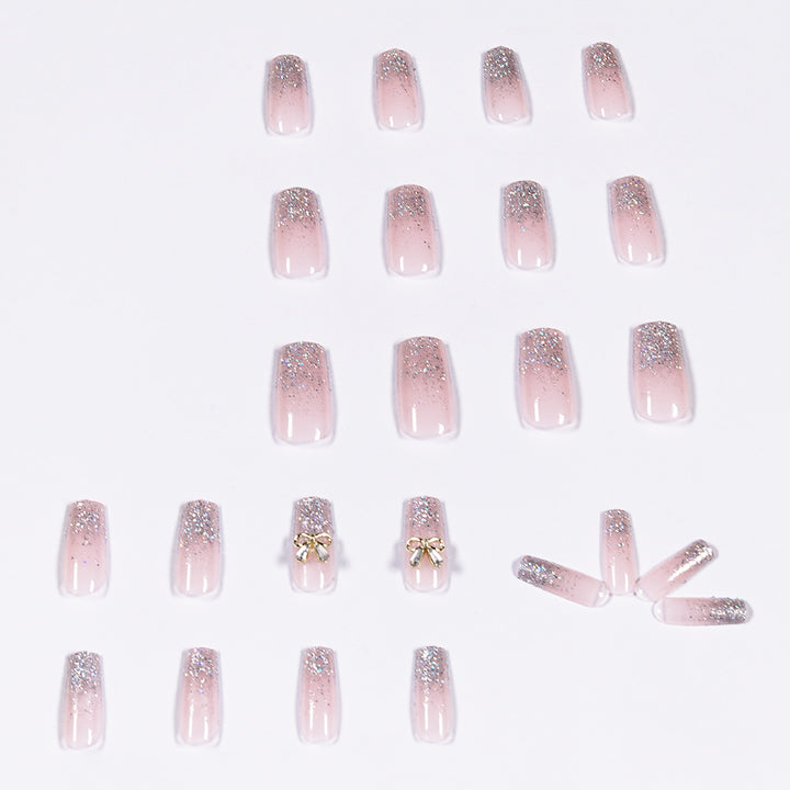 Artful Nail Extensions with Glitter and Decoration Kalsten