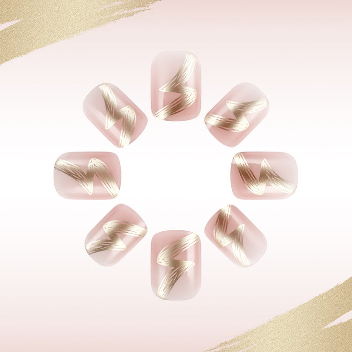 Elegant French Tip Press-On Nails with Gold Accents Kalsten